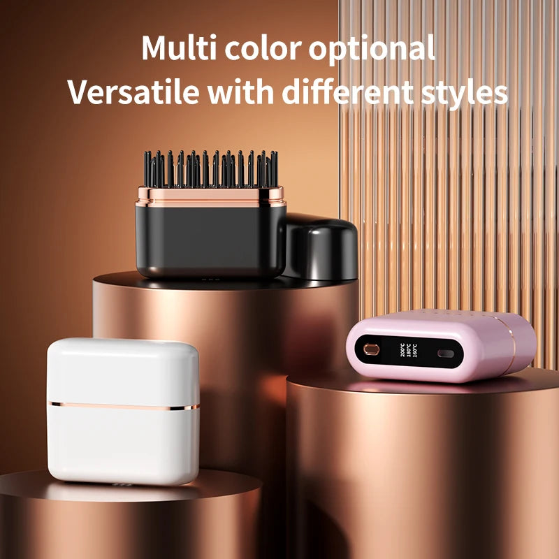 Dual-Use Mini Wireless Electric Hair Brush