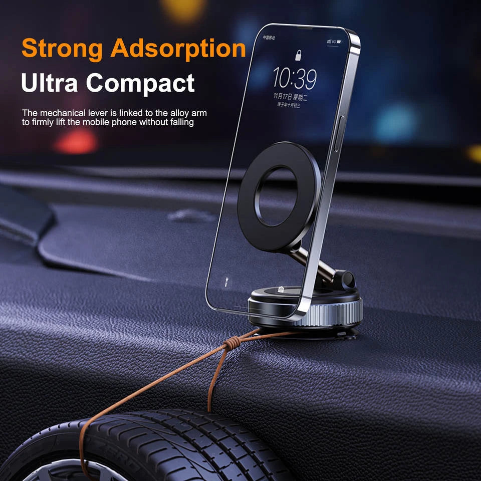 Vacuum magnetic car phone holder
