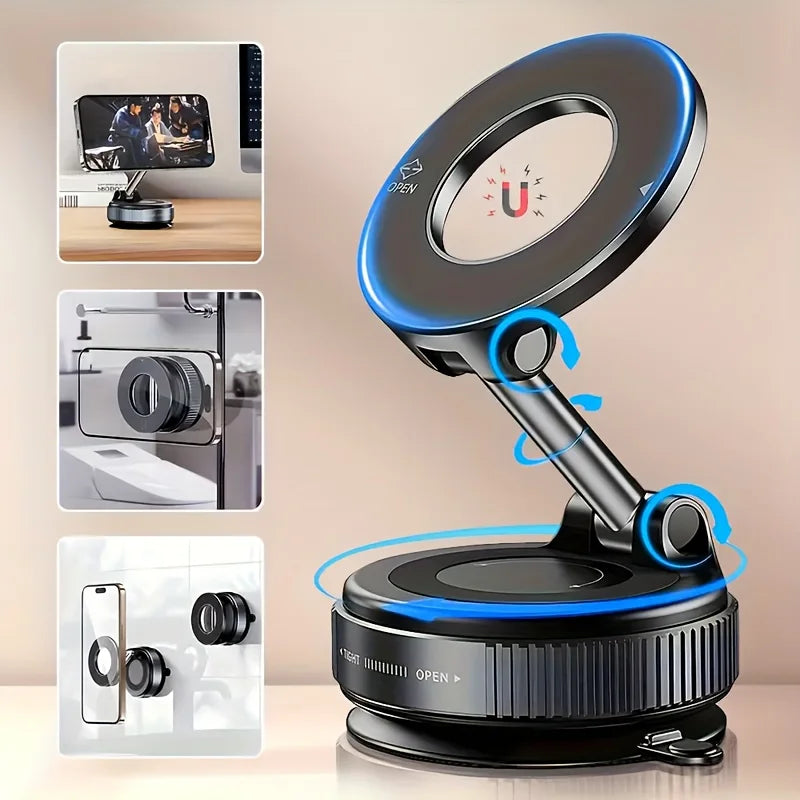 Vacuum magnetic car phone holder